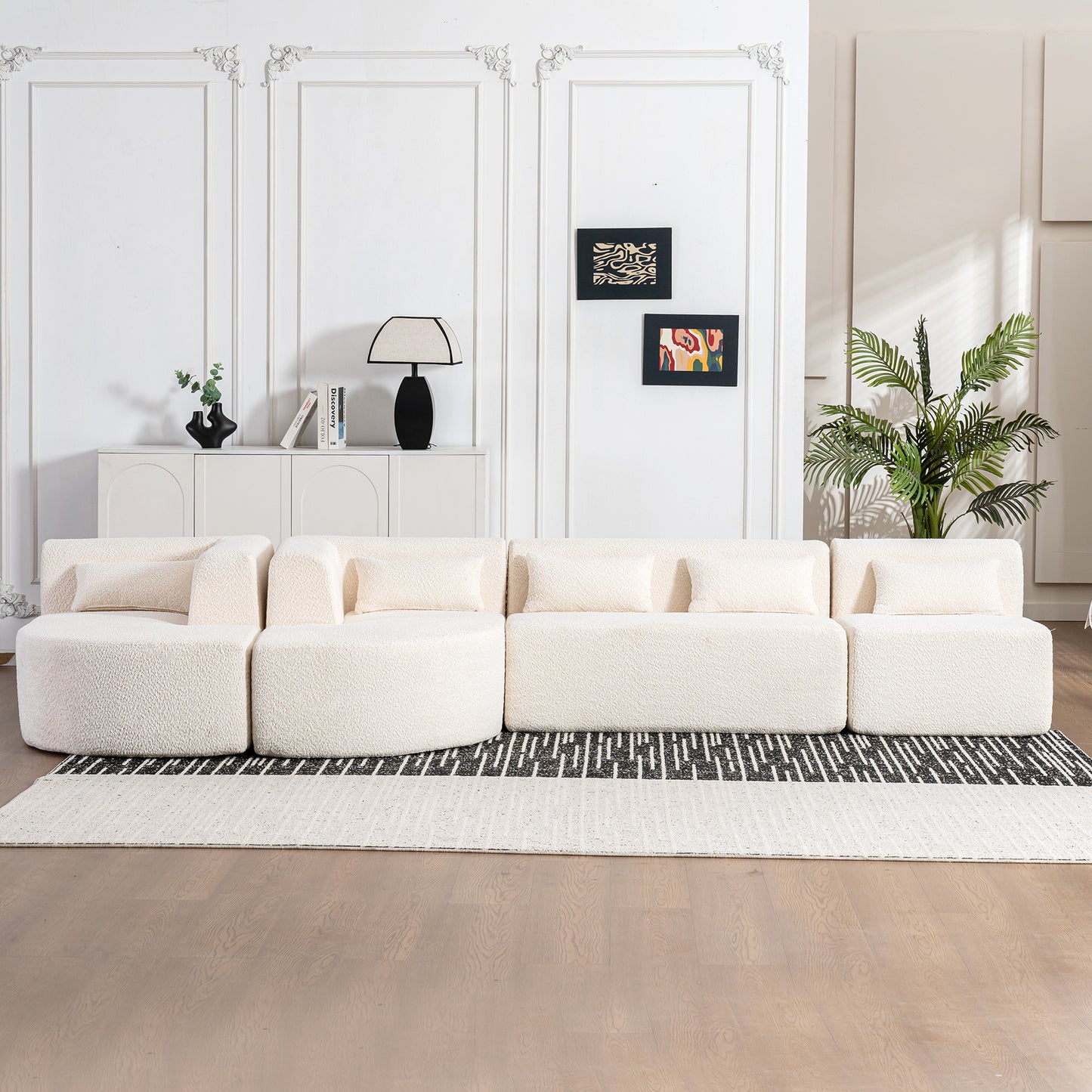 144" Upholstered Sofa: Free - combined with Two Chaise Lounges, Five Back Pillows for Living Room
