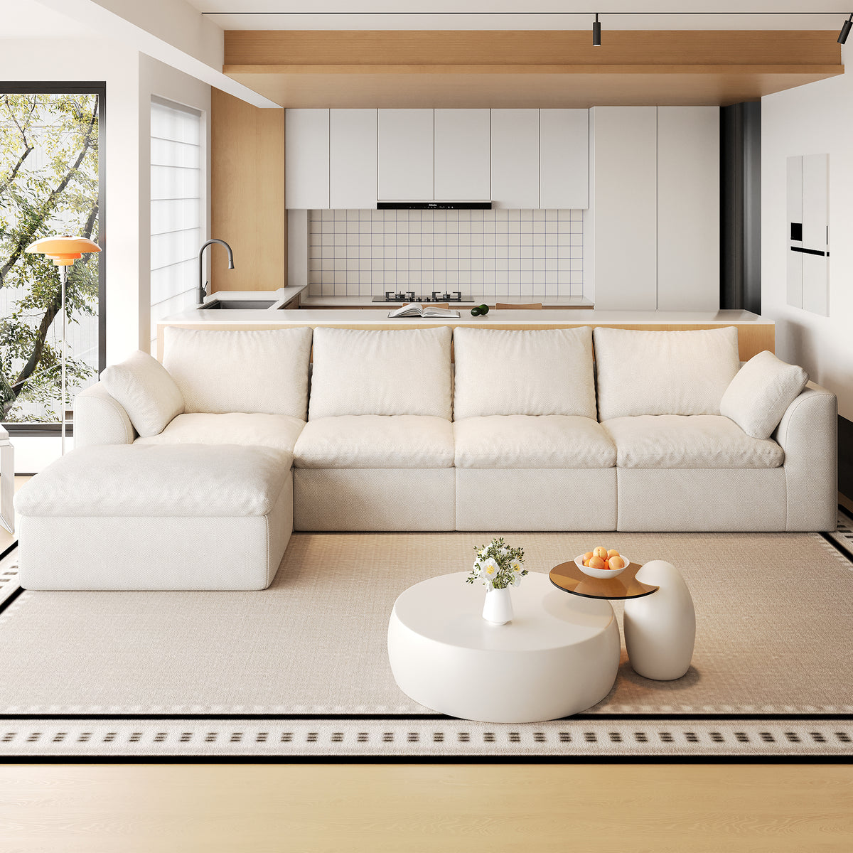 Vacuum Packed Cloud Sofa 2/3/4/5‑Seater, Modular Compressed Sofa Couch with Soft Cushion, Removable Covers for Living Room