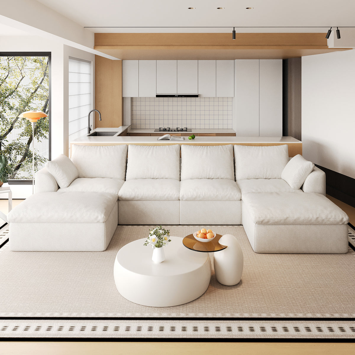 Vacuum Packed Cloud Sofa 2/3/4/5‑Seater, Modular Compressed Sofa Couch with Soft Cushion, Removable Covers for Living Room
