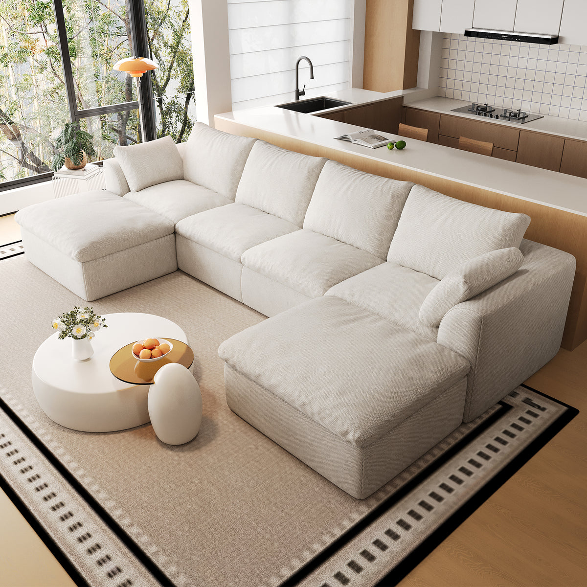 Vacuum Packed Cloud Sofa 2/3/4/5‑Seater, Modular Compressed Sofa Couch with Soft Cushion, Removable Covers for Living Room