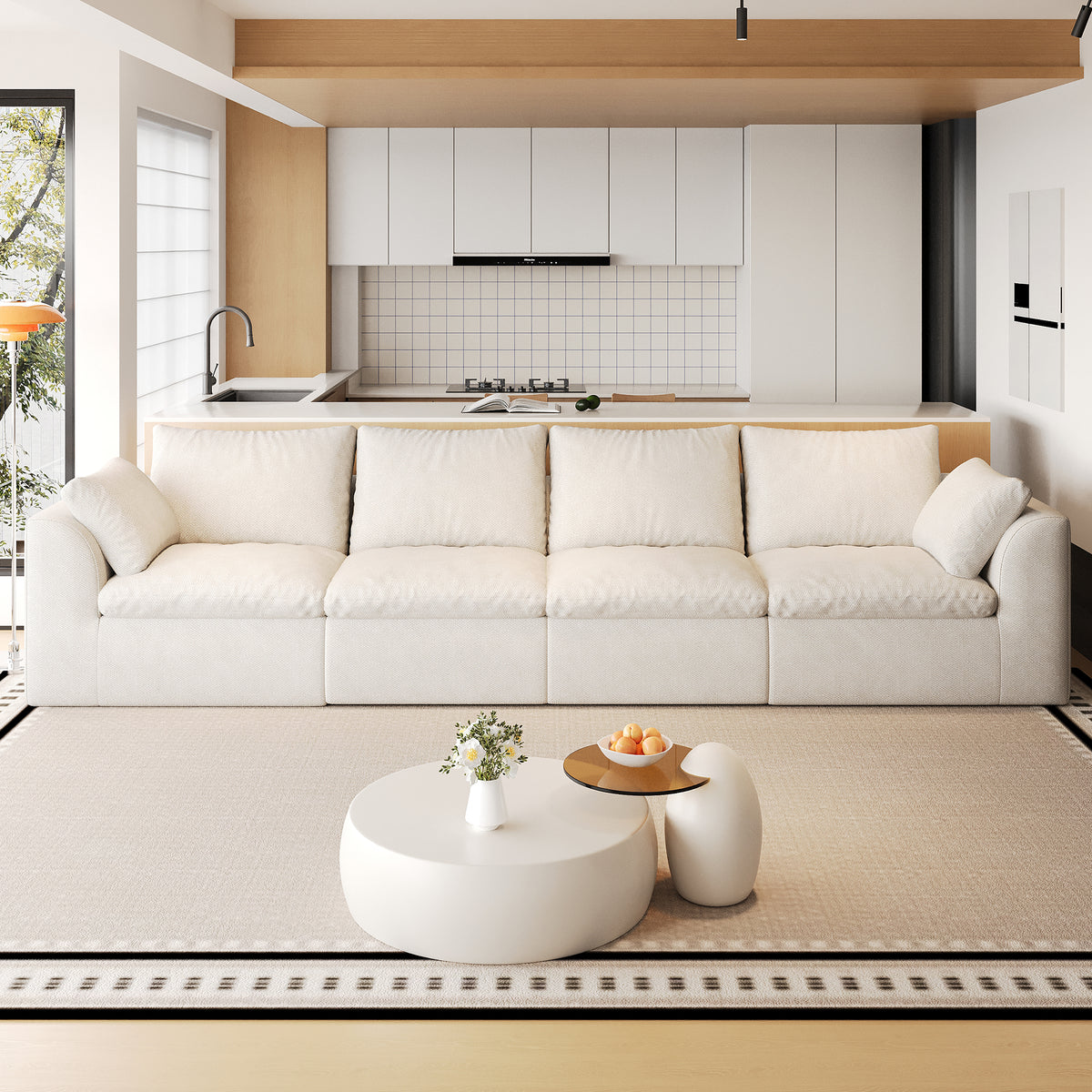 Vacuum Packed Cloud Sofa 2/3/4/5‑Seater, Modular Compressed Sofa Couch with Soft Cushion, Removable Covers for Living Room