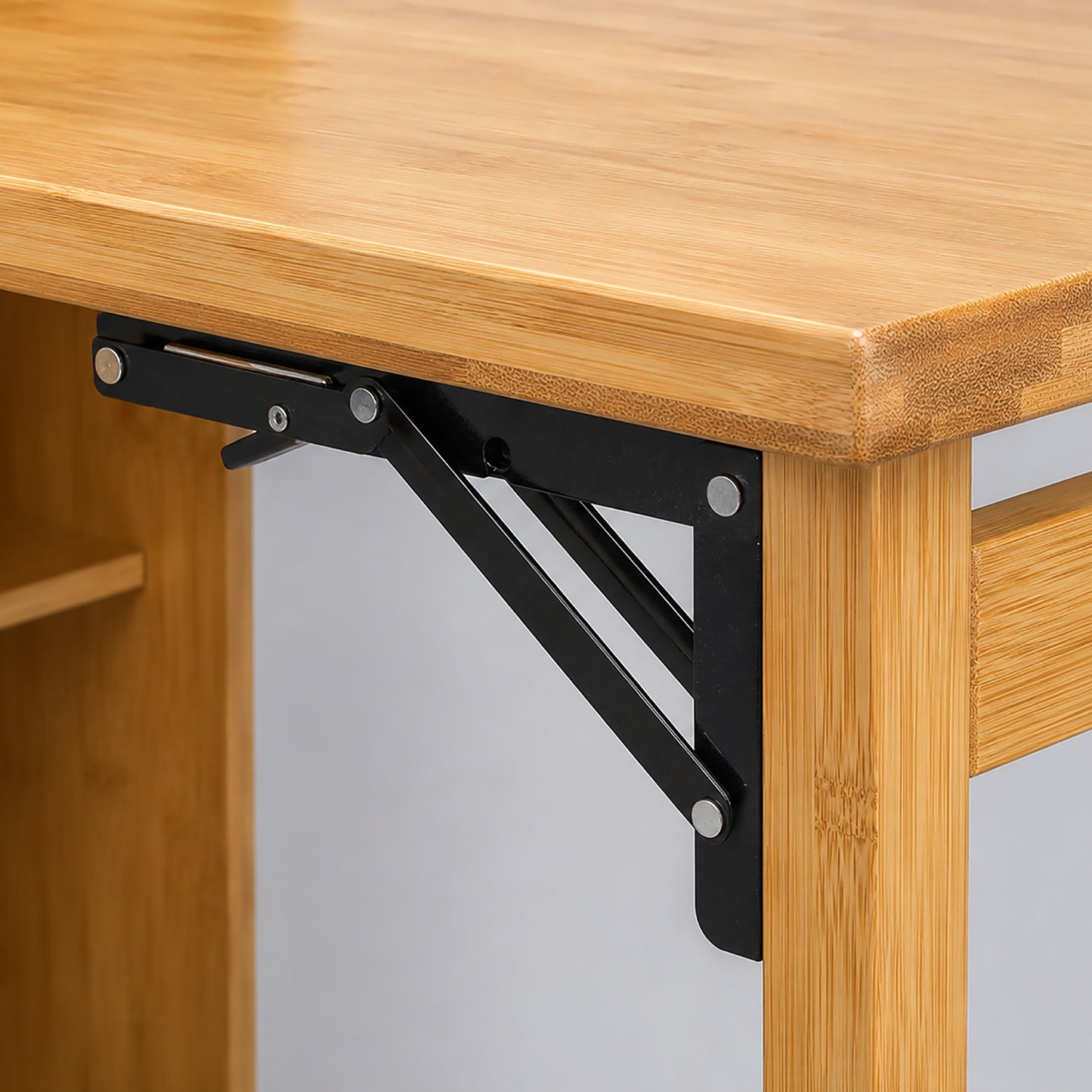 Foldable Desk Computer Desk with Hidden Storage for Small Space | Bamboo Folding Table – Natural/Walnut
