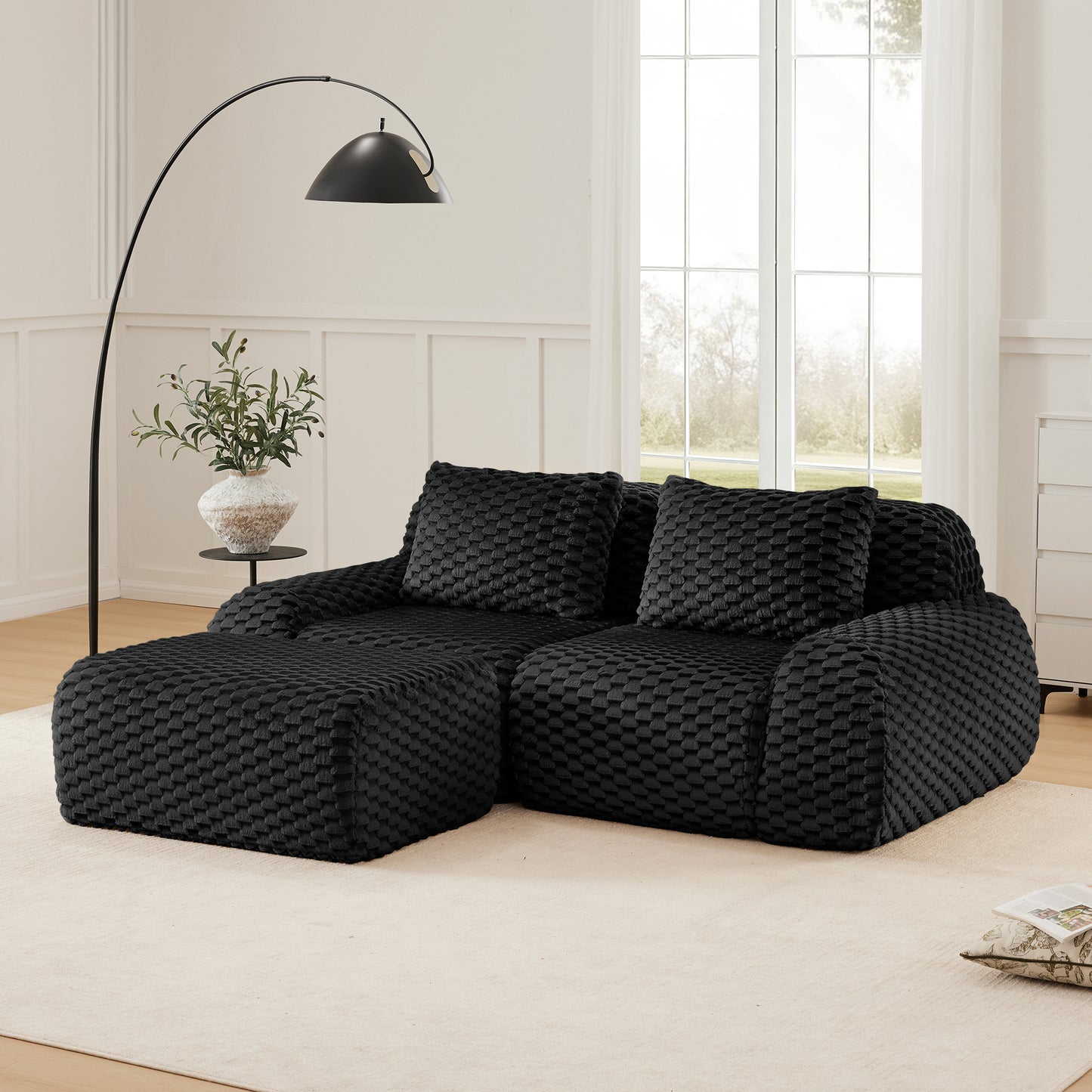 Modular Sectional Sofa for Living Room,Flannelette Fabric,Oversized 2-4 Seater Couch,Deep Seat,Boneless sofa