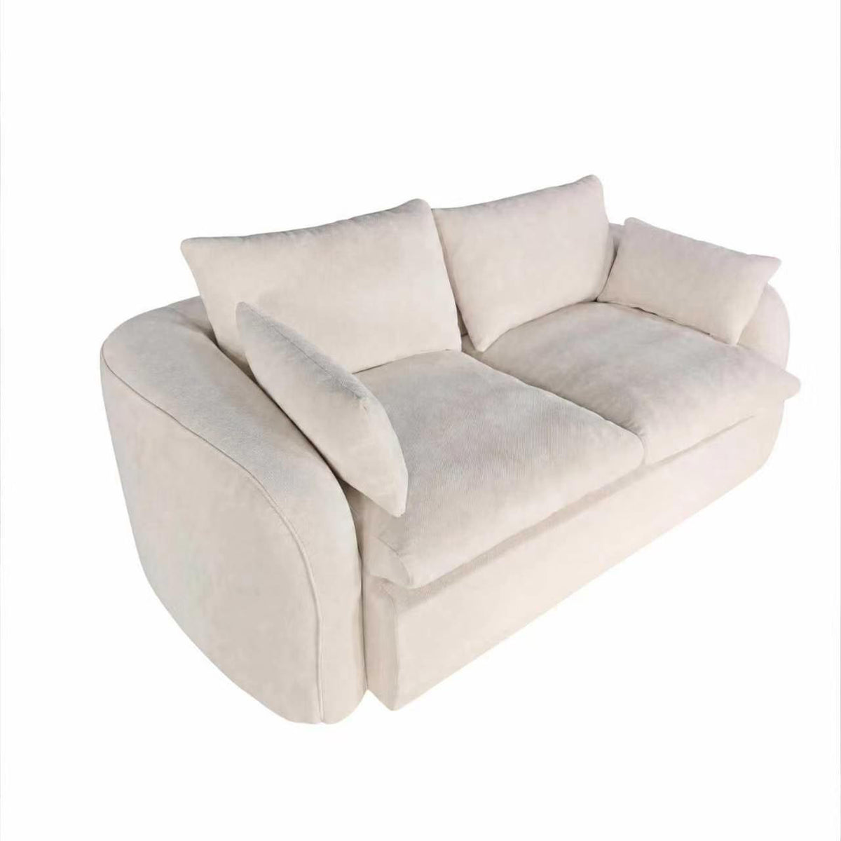 Fully Sponge Compressed Sectional Sofa – High Resilience Foam, White Chenille, Modular Loveseat/ L-Shaped Sofa