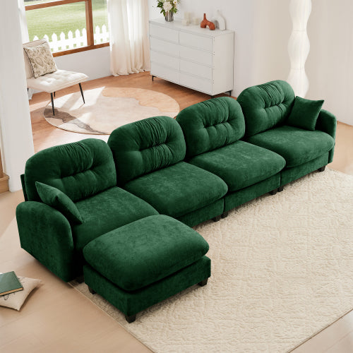 Modular Sectional Couch Chenille Fabric High-Density Foam 2-4 Seats ottoman Optional
