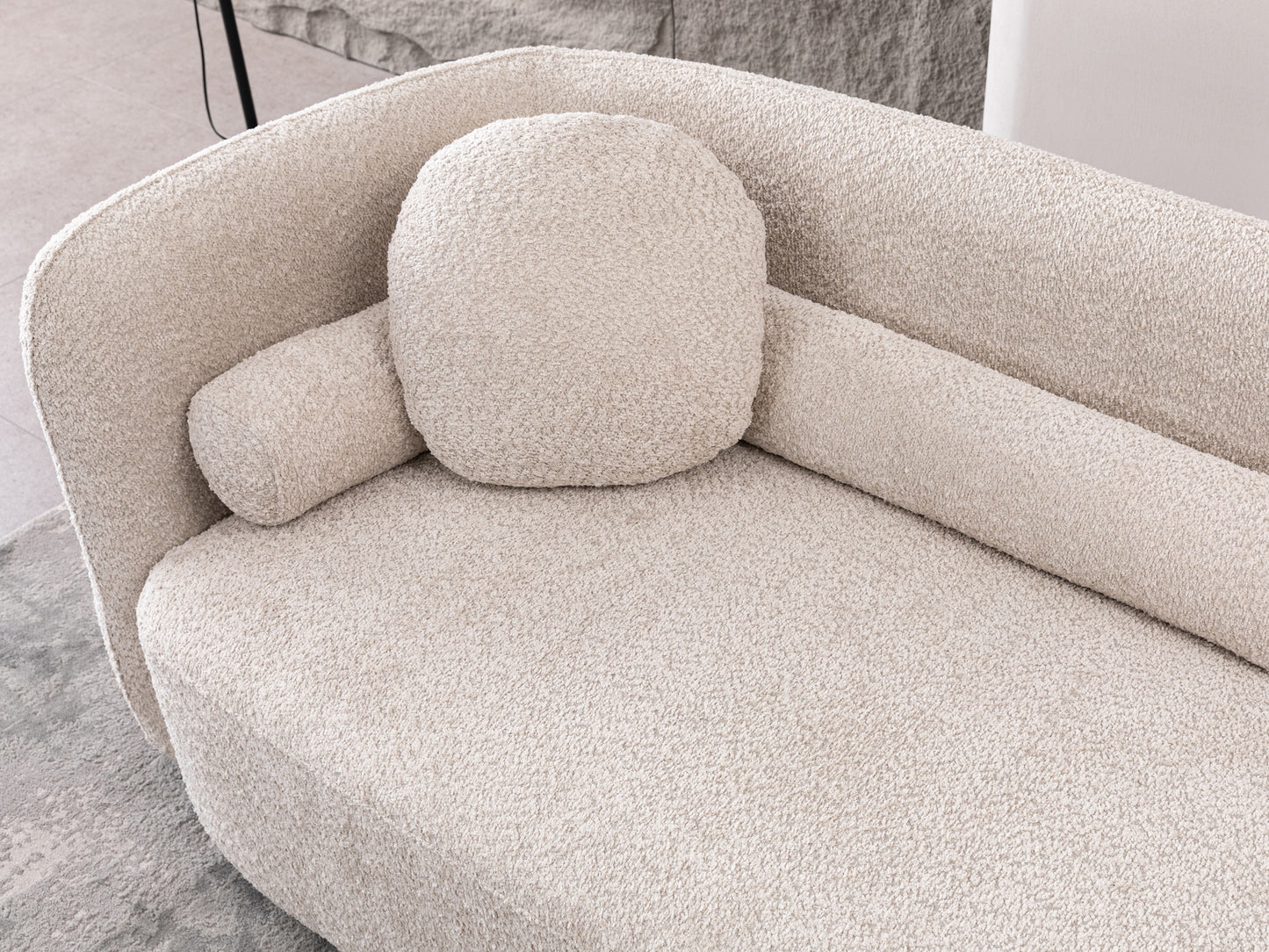 3 - Seater Luxury Modern Cloud Couch: White Boucle for Living Room, Apartment & Office