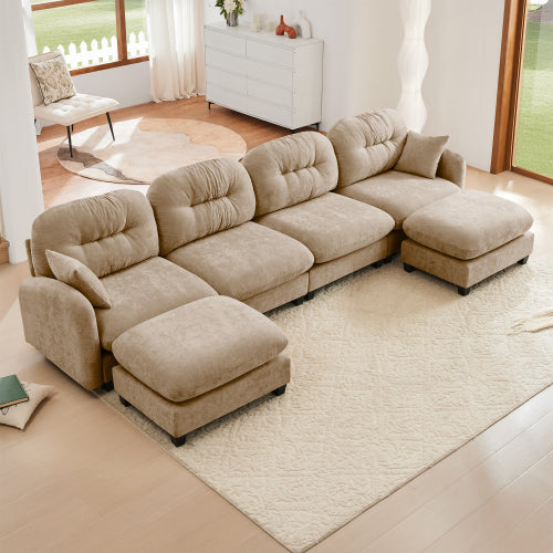 Modular Sectional Couch Chenille Fabric High-Density Foam 2-4 Seats ottoman Optional