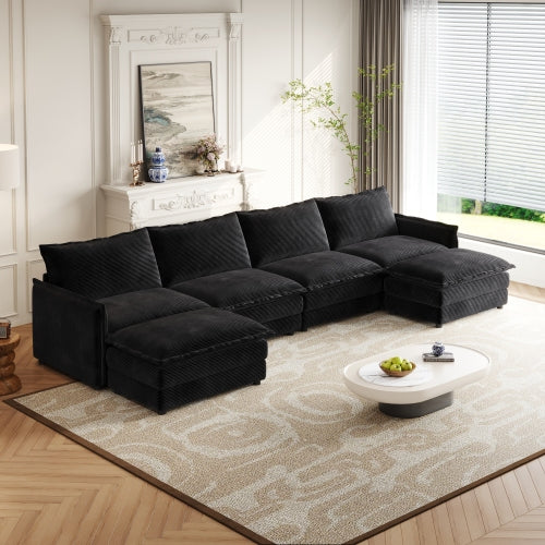 Corduroy fabric comfortable cloud sofa for living room 2 Seat - 4 Seat with ottoman
