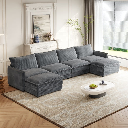 Corduroy fabric comfortable cloud sofa for living room 2 Seat - 4 Seat with ottoman