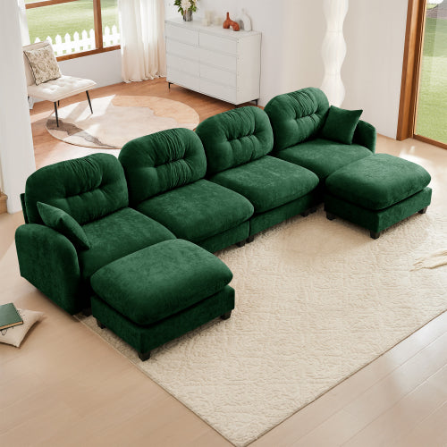Modular Sectional Couch Chenille Fabric High-Density Foam 2-4 Seats ottoman Optional