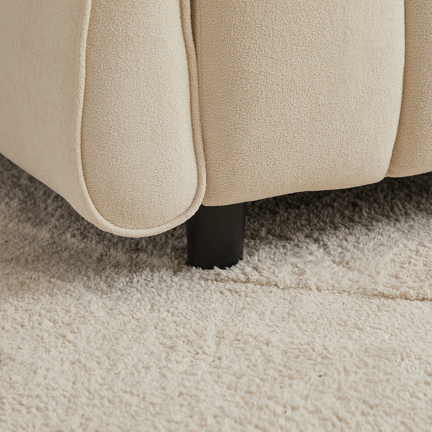 Chenille fabric upholstered 3-seater sofa with 2 cushions and 1 lumbar pillow Armrest