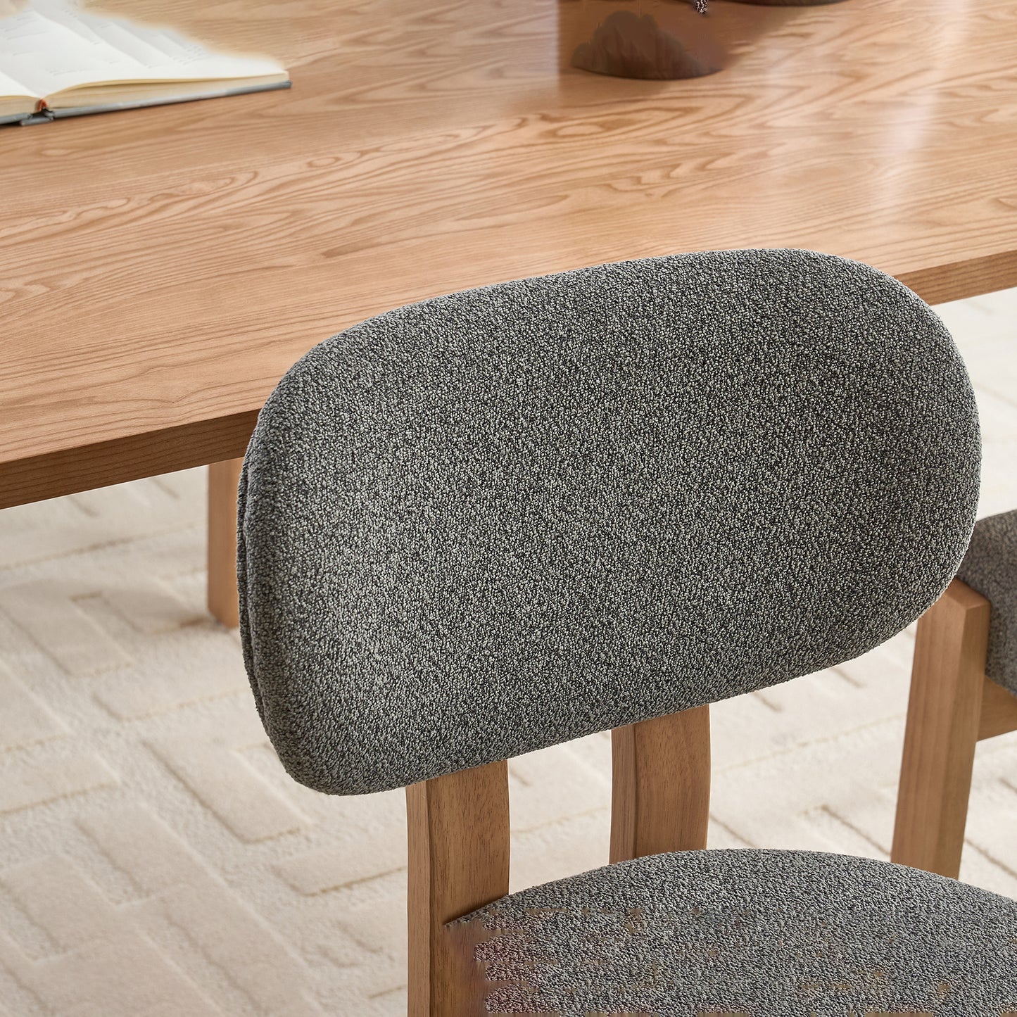 Set of 2 Wooden Dining Chairs: Modern Fabric Upholstered for Kitchen & Dining Room