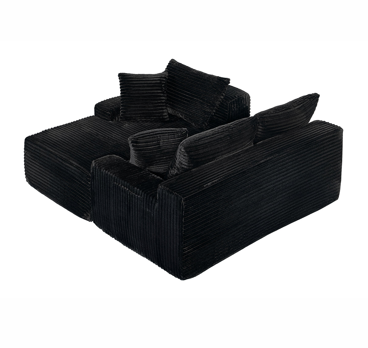 Left/Right Chaise L-Shaped Boneless Cloud Sectional Sofa – Modular Corduroy Couch with Arm Storage Pockets, Deep Seat, No Assembly