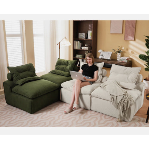 Modular Sofa,No Armrests,At will DIY,Soft Corduroy Fabric,Neck Pillow-Back Lounge Sofa Chair