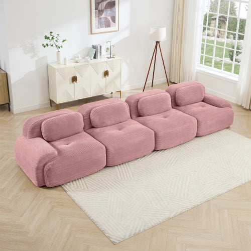 modular sofa no assembly breathable corduroy fabric 32D high-resilience sponge extra-wide curved armrests pet-friendly