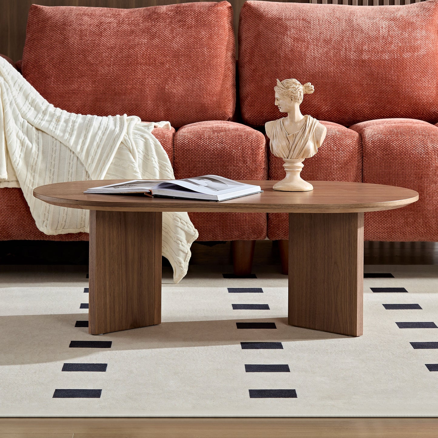 Small Coffee Table with Sturdy Pedestal