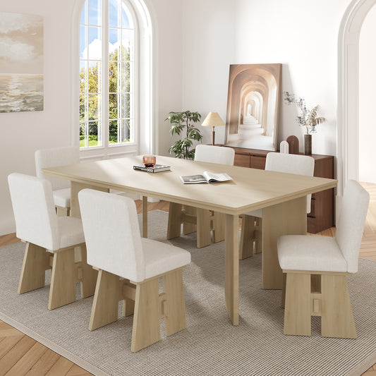 Modern 7-Piece Dining Set with 6 Comfortable Upholstered Chairs