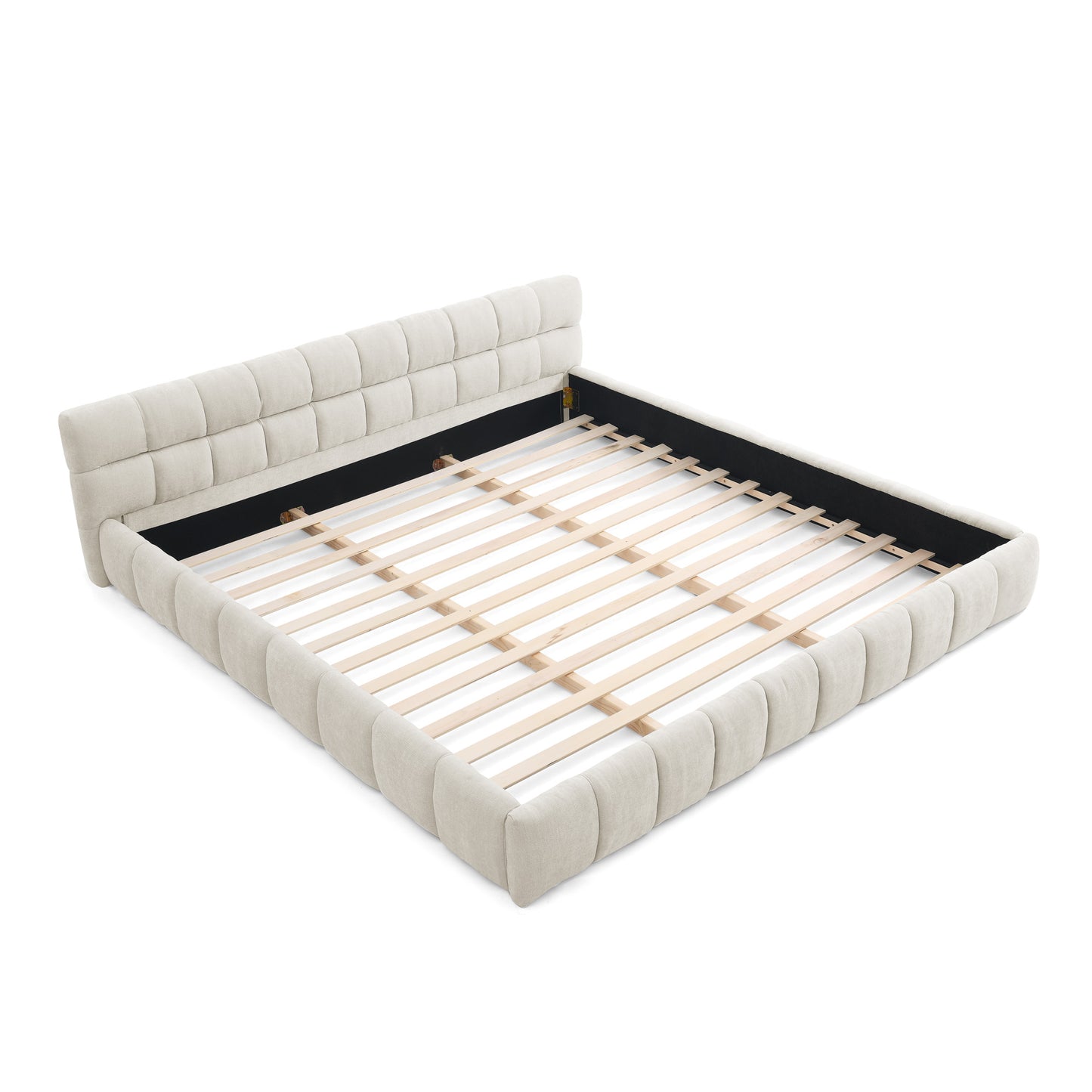 Upholstered Bed Frame - Thick Fabric, No Box Spring