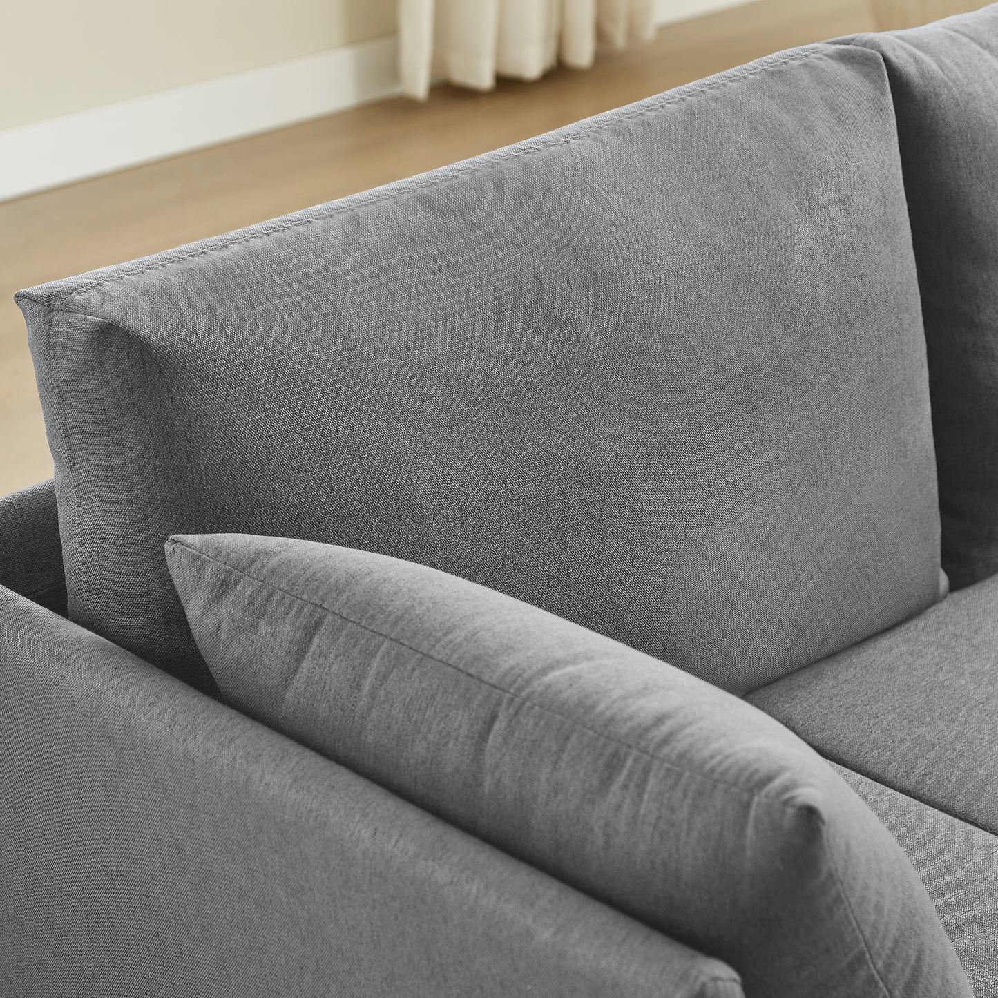 Linen - Upholstered 3 - Seater Modern Sofa: Detachable, Metal Frame for Various Spaces