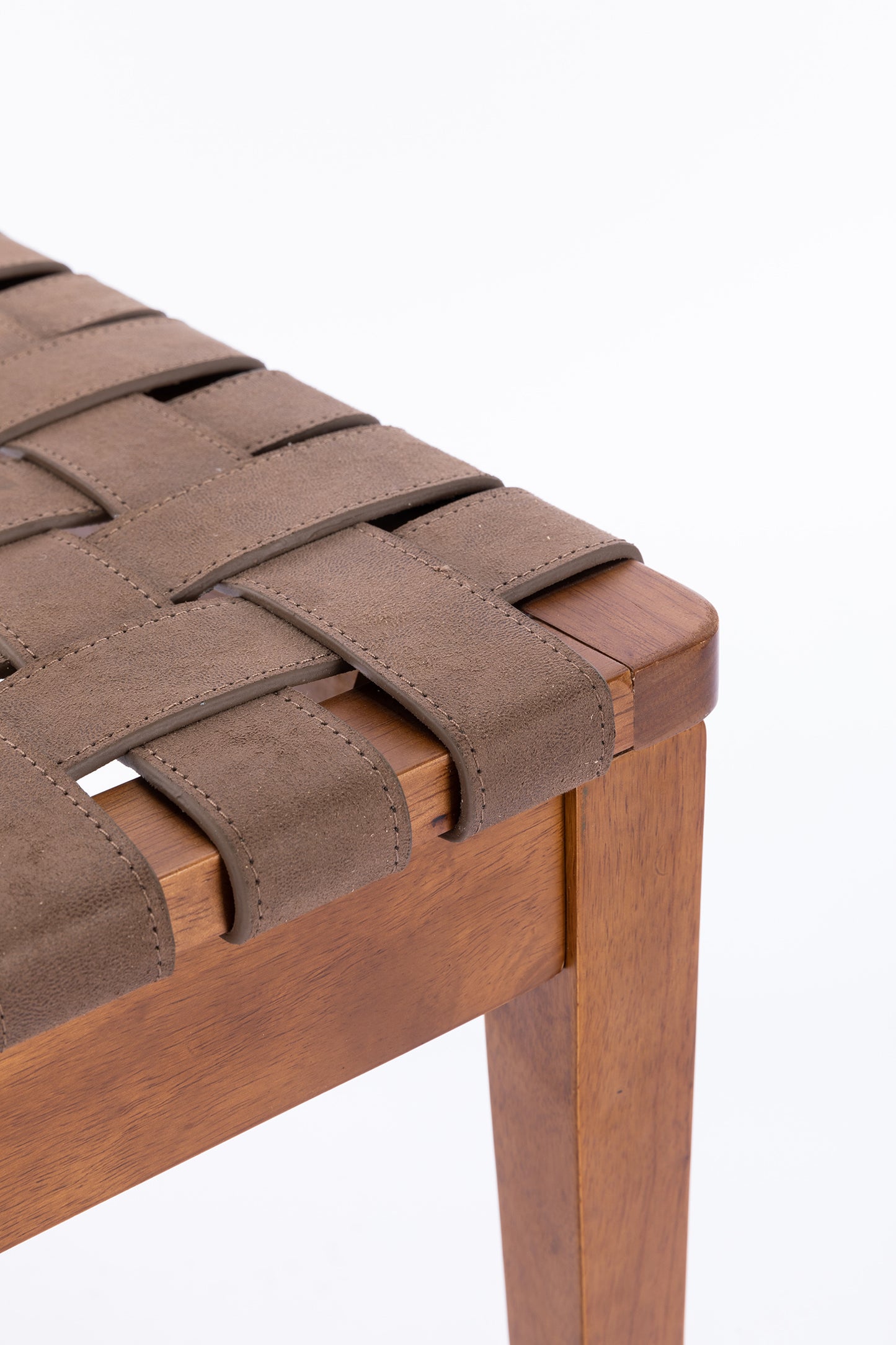 Rattan Leather Woven Strips Kitchen Dining Chair Set Of 2