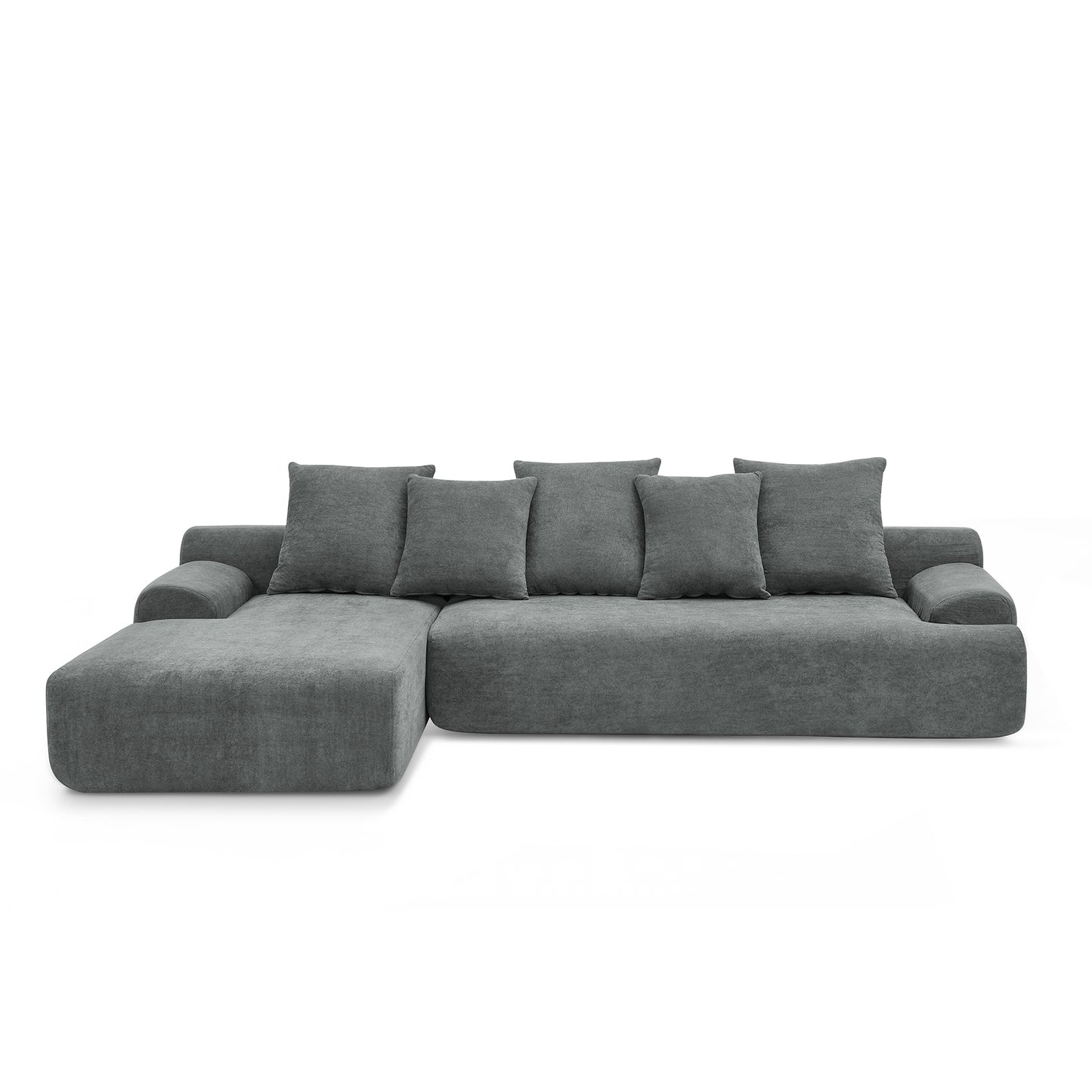 Velvet Modern Upholstered L-Shape Sectional Sofa Couch, Modular Compressed Sofa with Free Combination