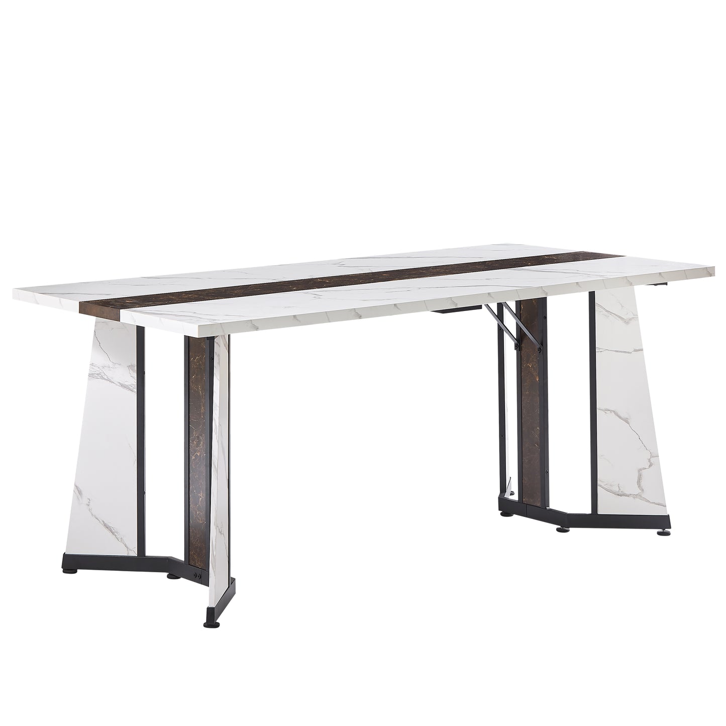 70.9" Rectangular Marble - Grain Dining Table: Waterproof, Seats 8, Adjustable Legs for Living Room (Table Only)
