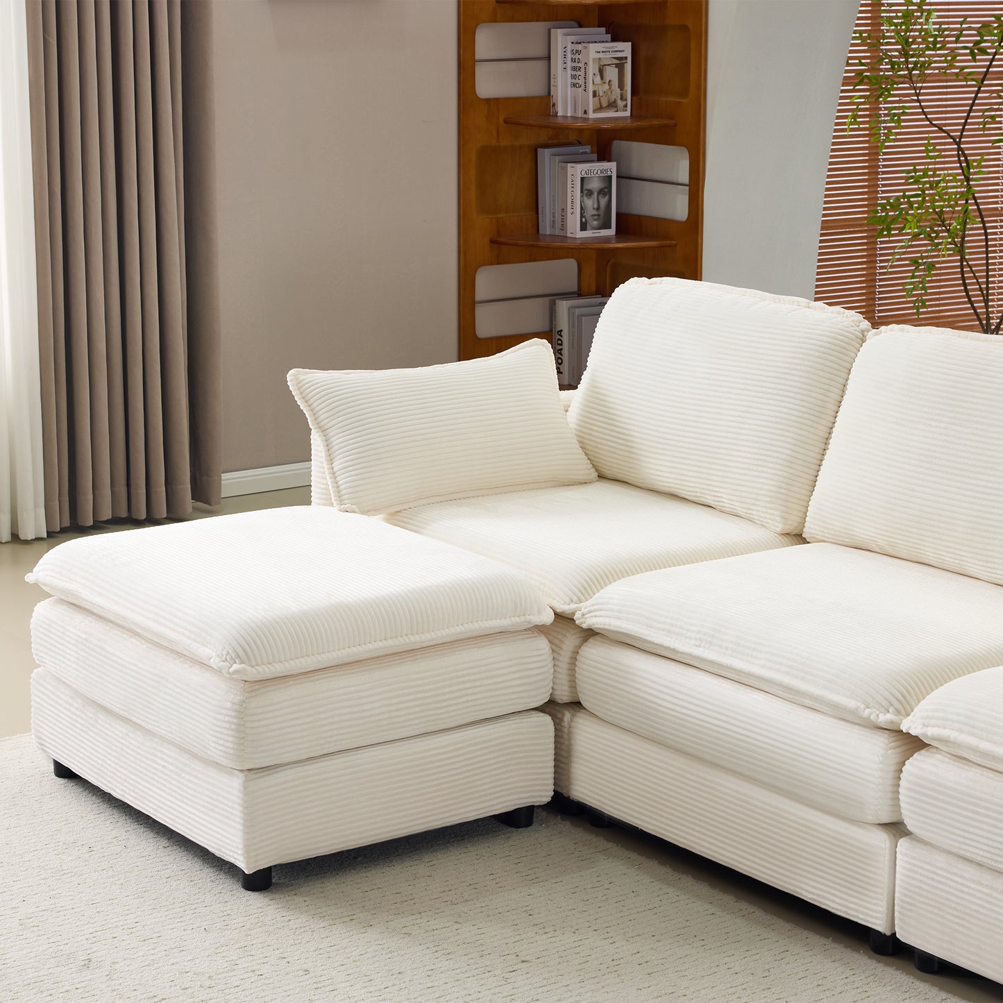Modular Sectional Sofa 1-2-3-4 Seater with Chenille Cushions & Throw Pillows – Cloud Comfort Corduroy Sofa