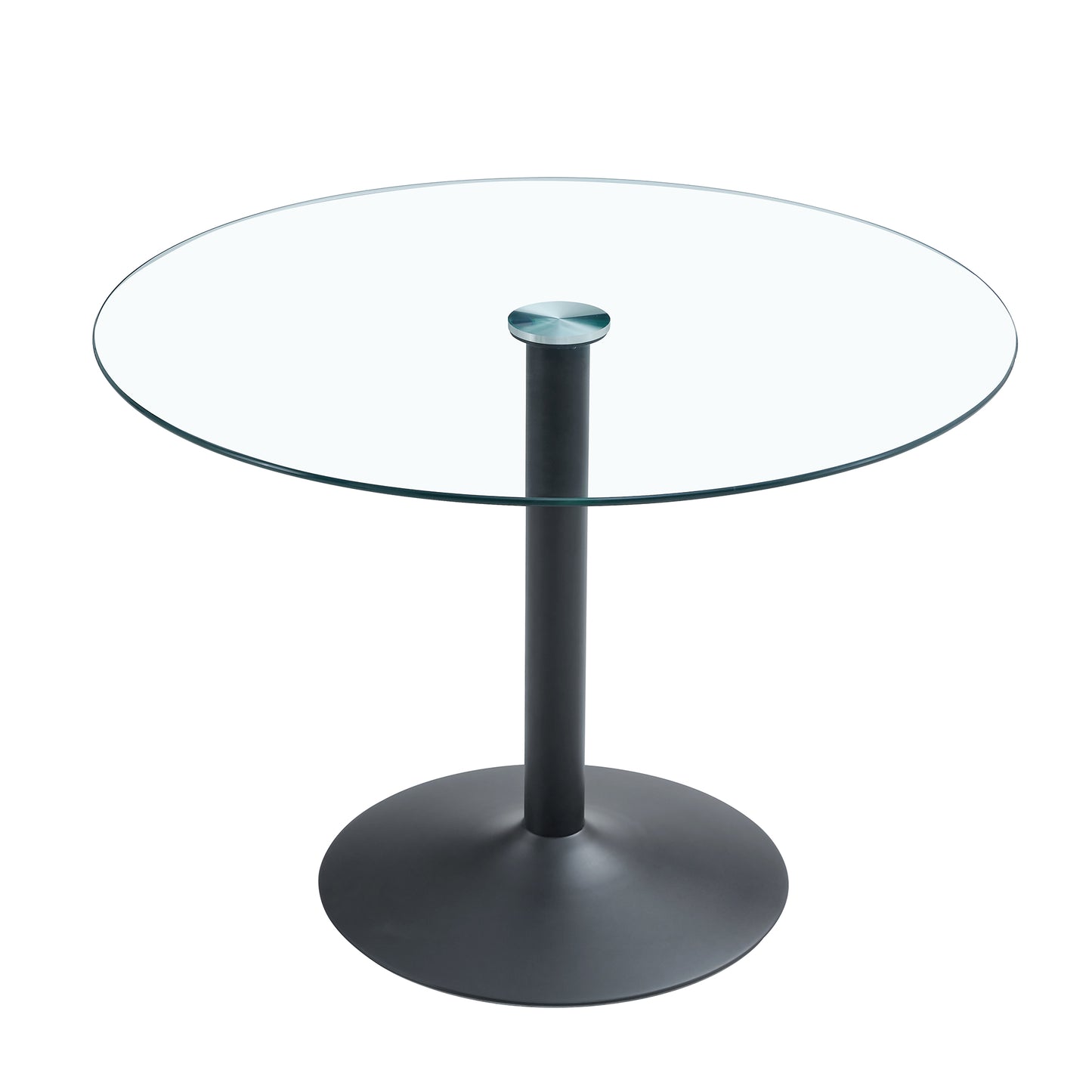 Modern Minimalist Round Dining Table - Gold Metal Legs, Diameter Glass Top for Multiple Rooms