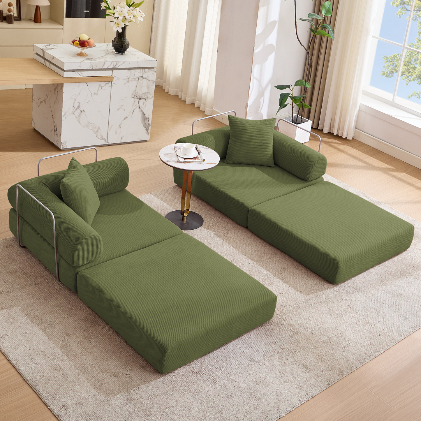 Modular Couch Sofa Bed for Apartment | Convertible Sofa Bed, Fixed-Shape Frame & Removable Armrests – No Assembly, Folding Mattress Couch for Small Spaces