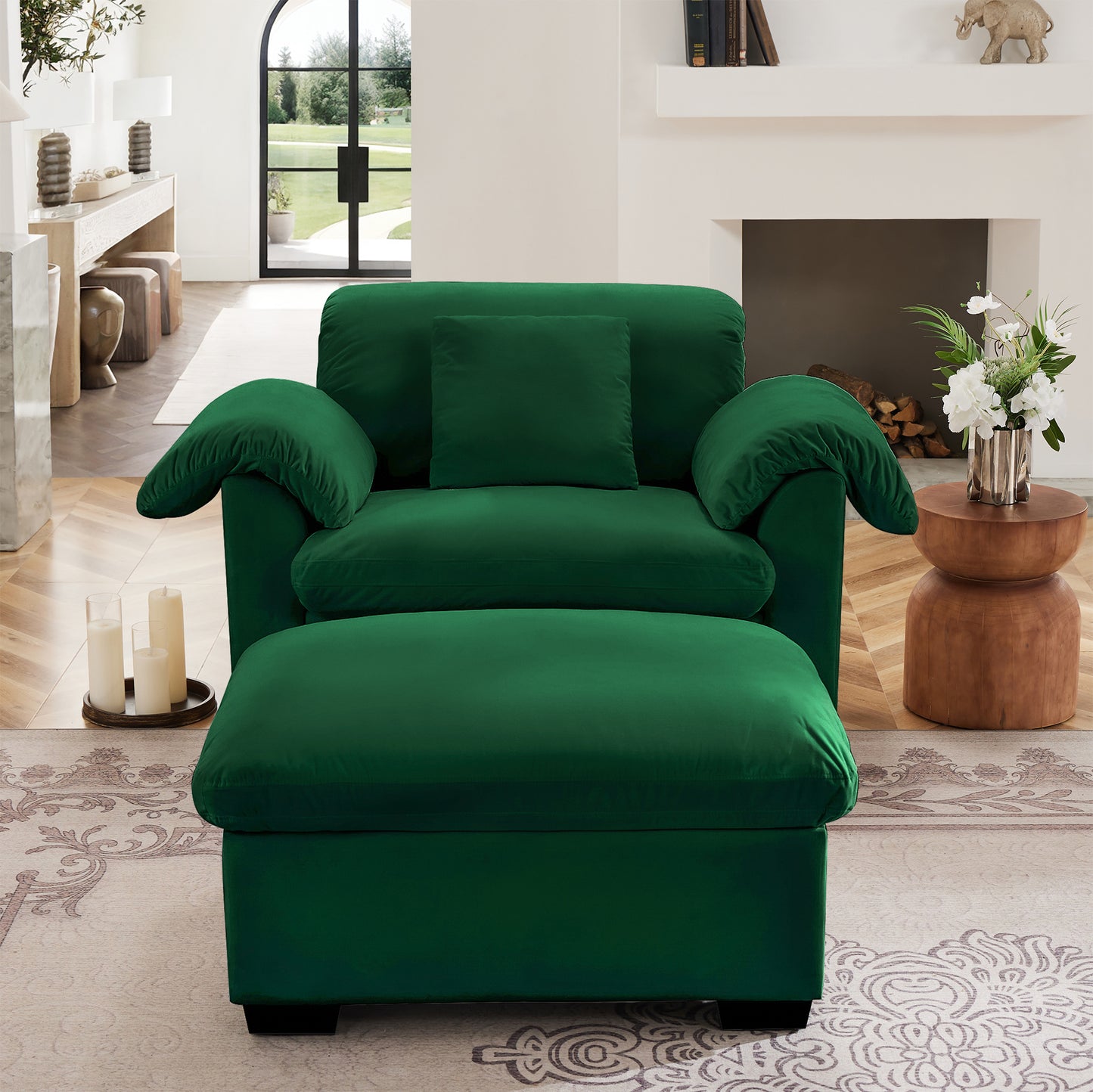 Deep - Seat Living Room Sofa: Single/Two - Seat with Storage & Fluffy Pillows