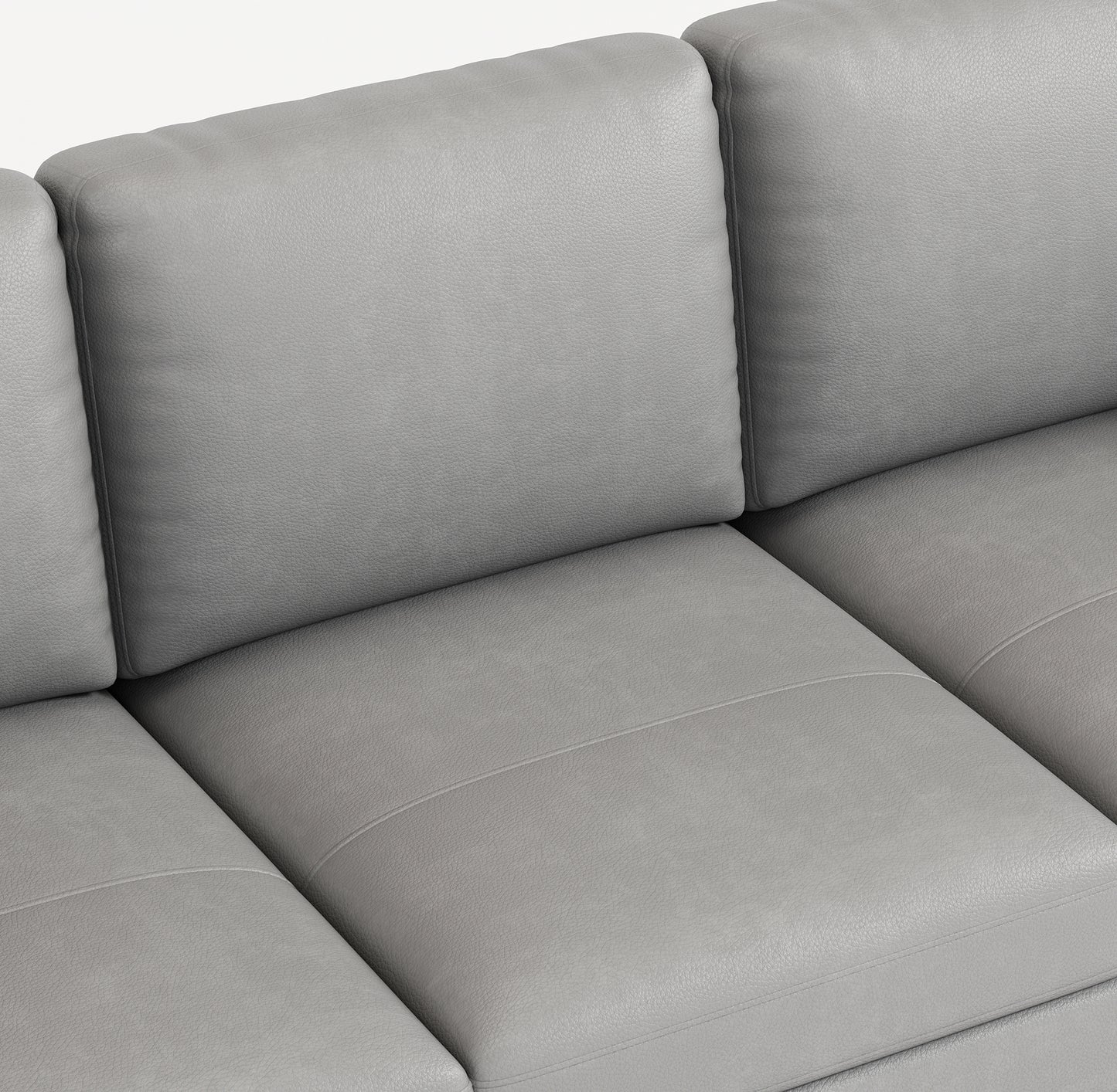 77 - inch Gray Luxury Genuine Leather - Match Sofa: USB & Type - C Charger, 3 - Seater for Living & Office