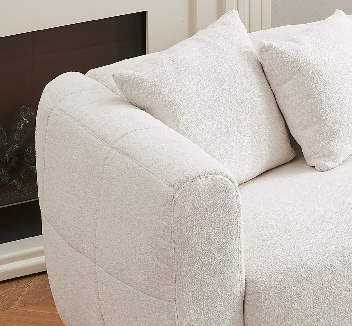 3 Seater Sofa Fashion Sofa with Metal Legs Solid Wood Frame Couch with 4 Pillows