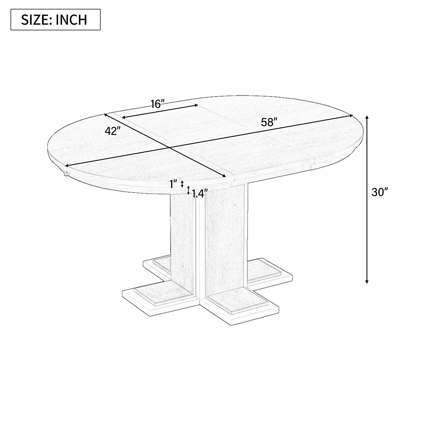 Extendable Dining Table With Double Layer Design for Kitchen, Dining Room