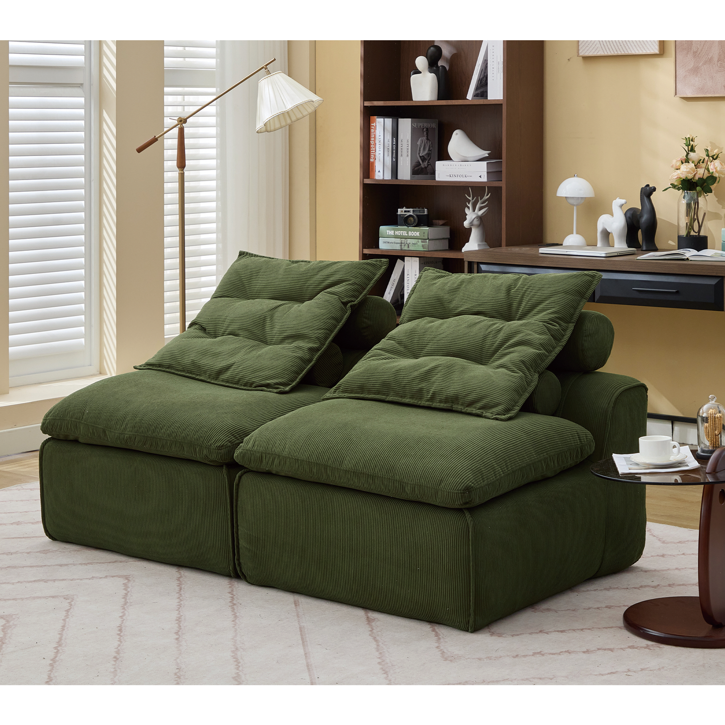 Modular Sofa,No Armrests,At will DIY,Soft Corduroy Fabric,Neck Pillow-Back Lounge Sofa Chair