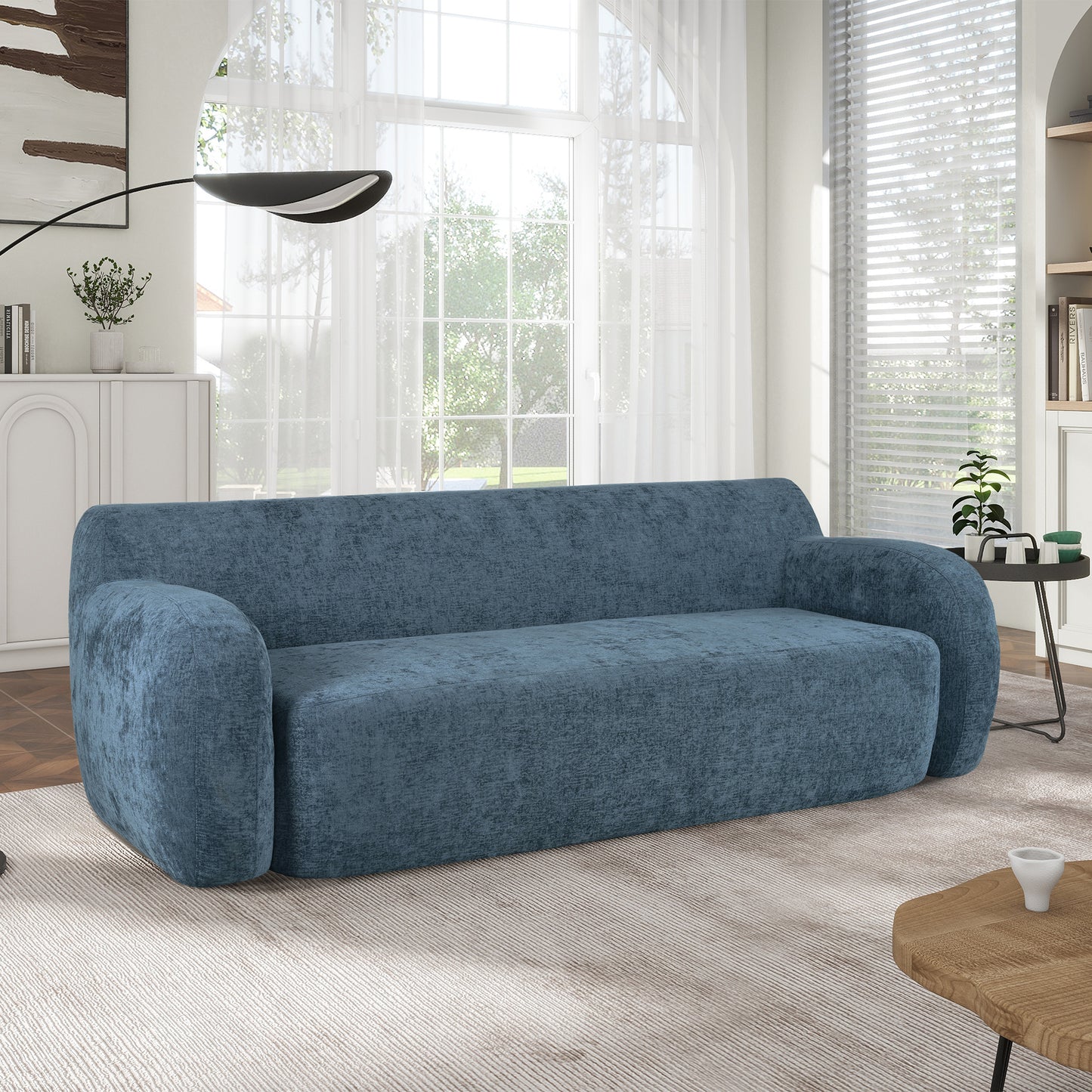 Minimalist Compression Sofa, Curved Design, 3-Seater Casual Sofa for Living Rooms