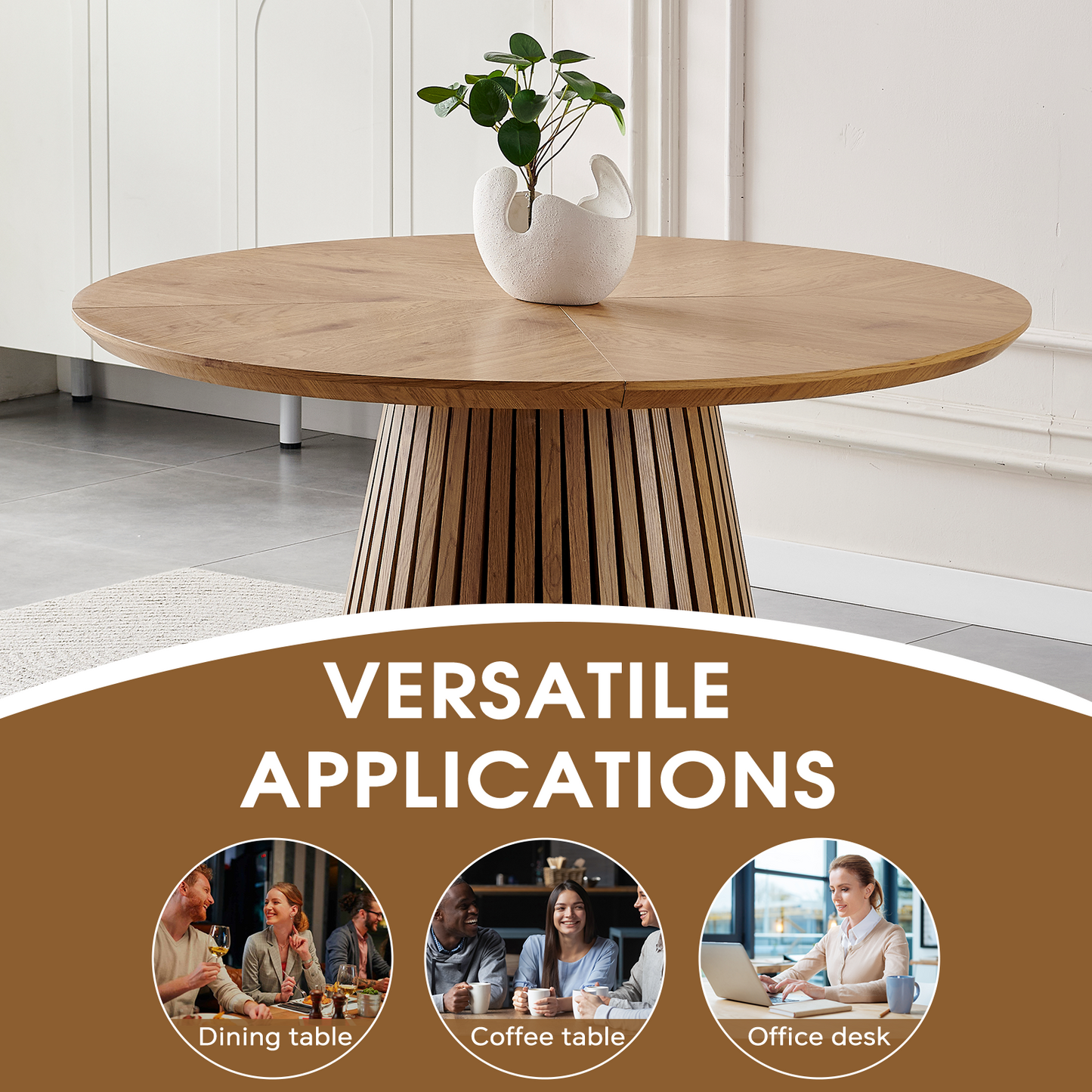Modern round kitchen wooden dining table