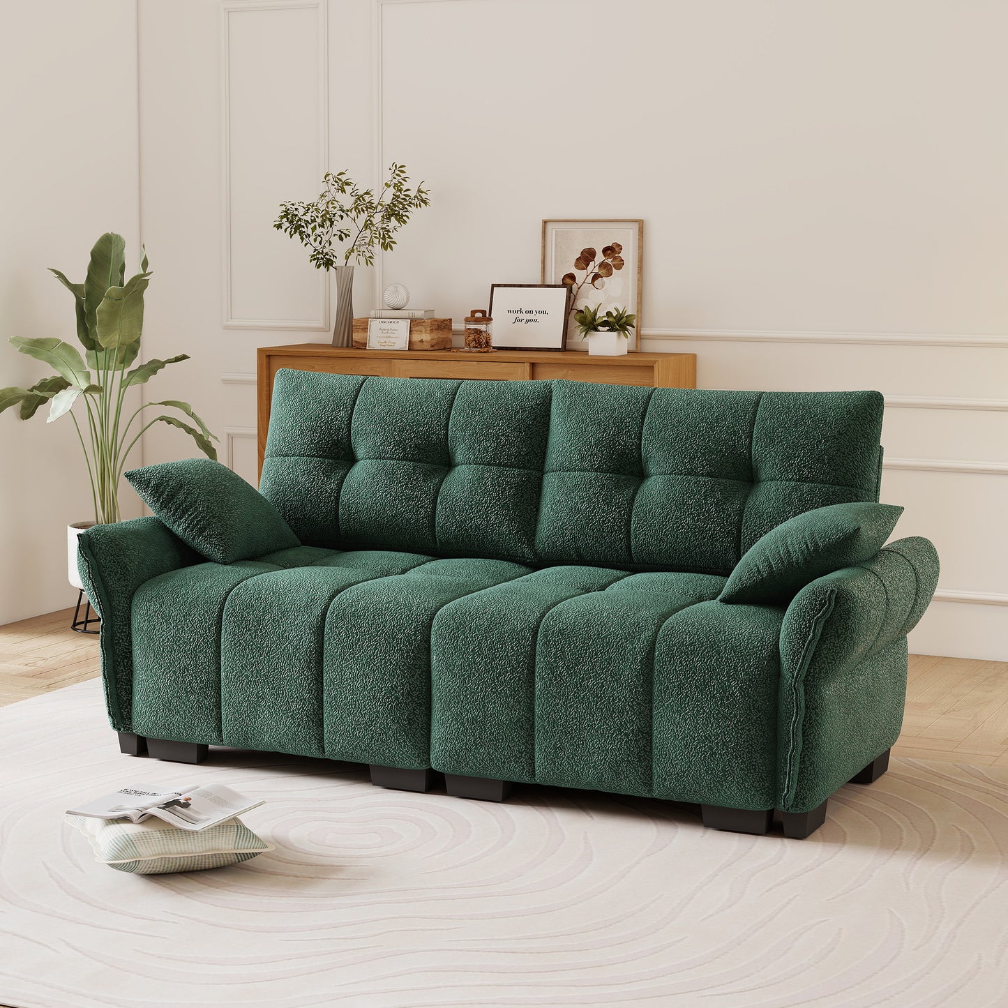 Ergonomic Single Seater-Two-Seater Sofa With High-Resilience Support Cushions And Throw Pillows