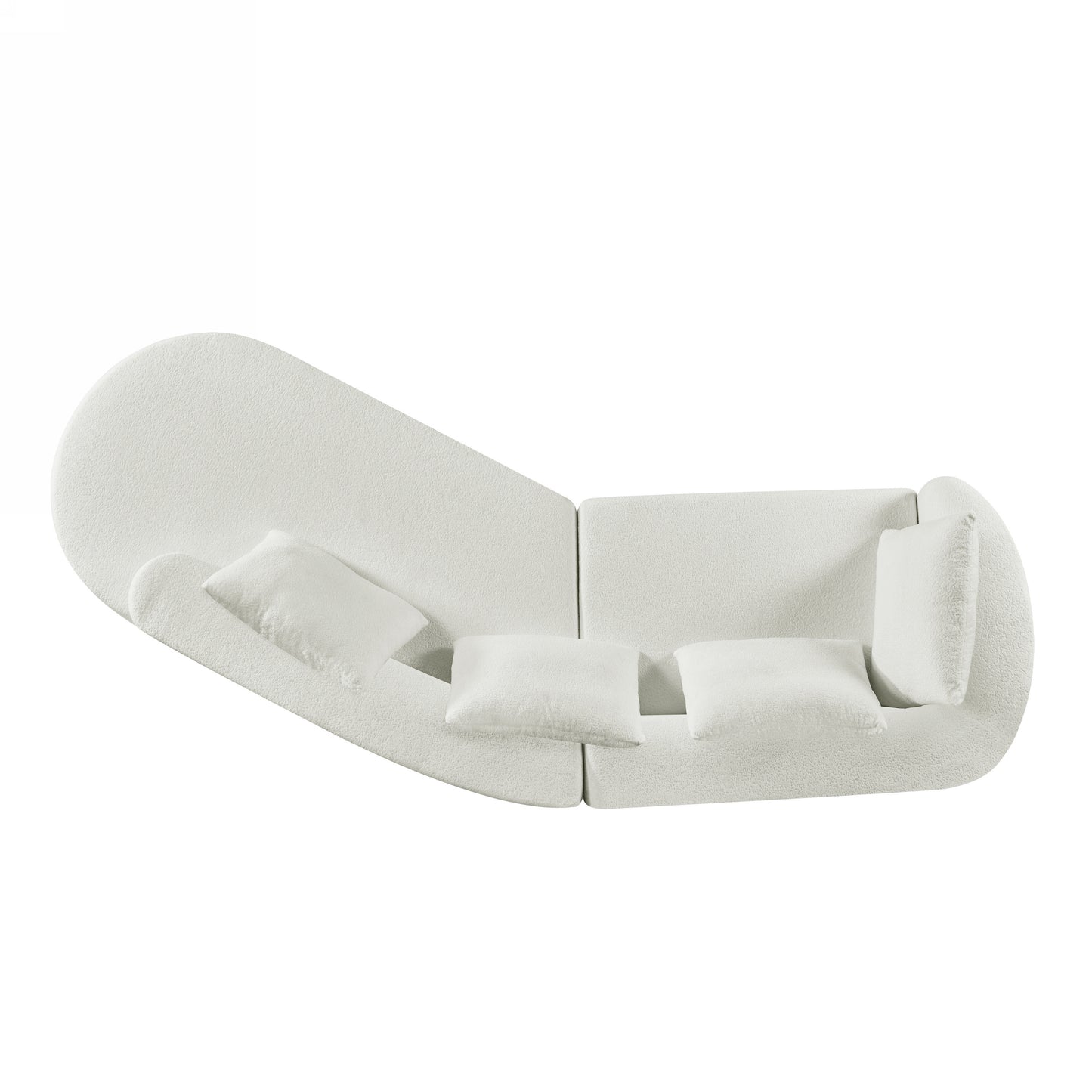 Fully Assembled 116" Modern Curved Sectional with Chaise: High - Density Compressed Sponge, Pearl Upholstery - Ideal for Living Rooms