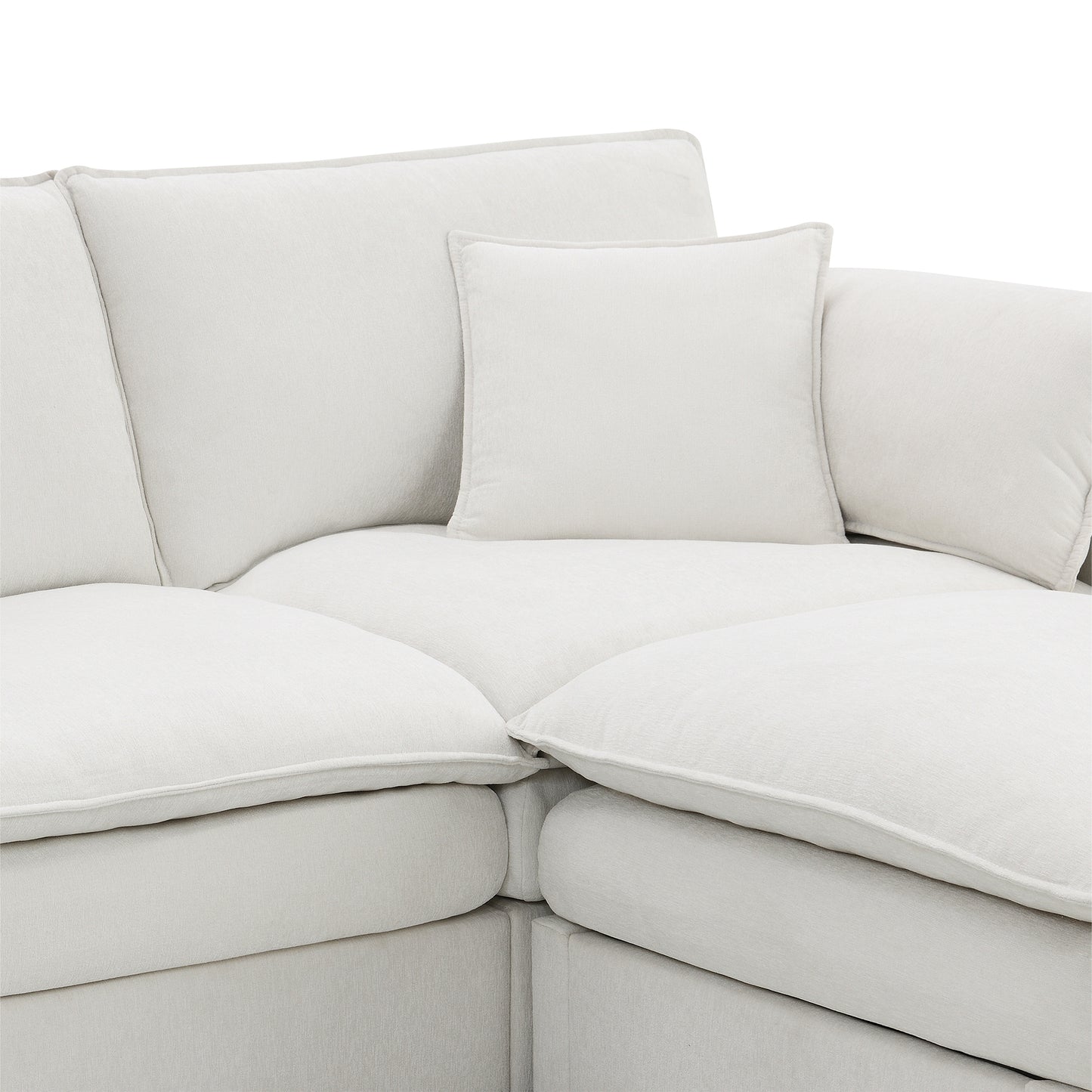 134" Chenille Modular U - Shaped Sectional: Double - Cushioned Cloud Couch, 6 - Seat Sleeper with Ottomans for Living Room