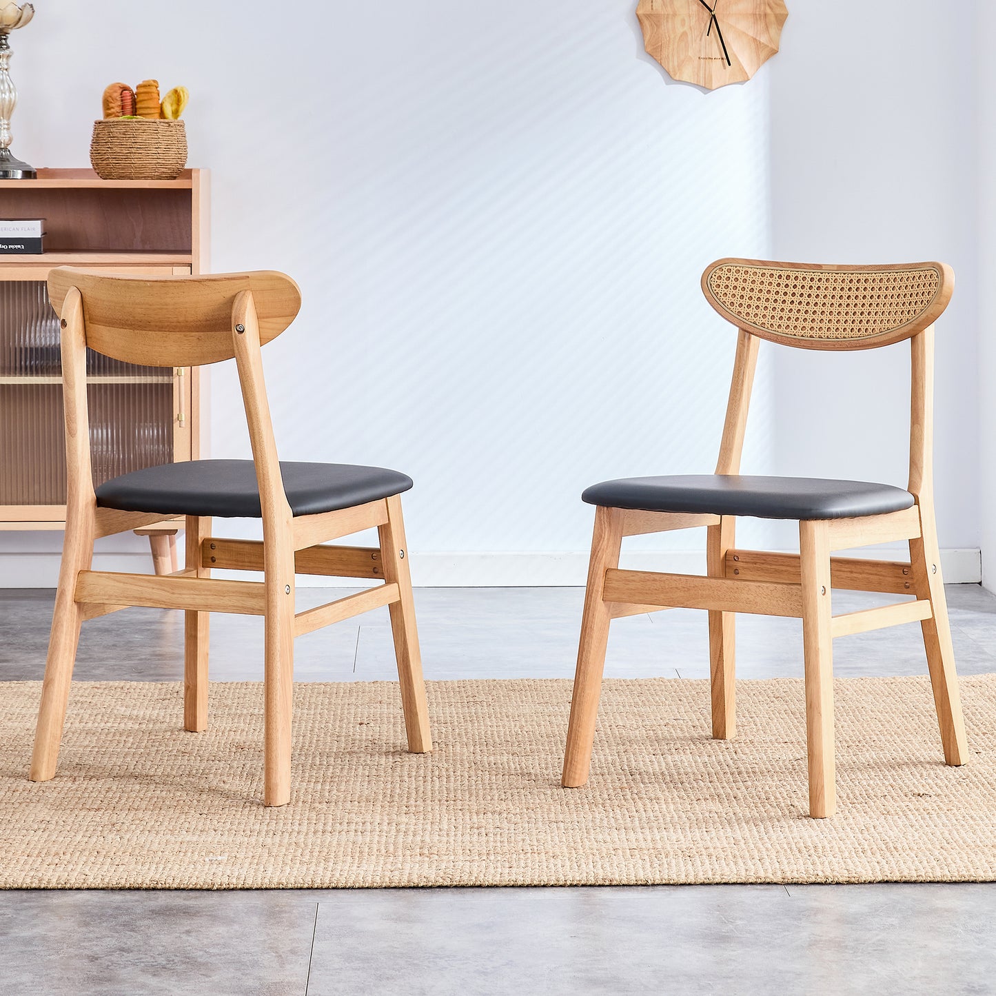 Ergonomic Solid Wood Chair: Small Curved Back, PU - Cushioned Comfort