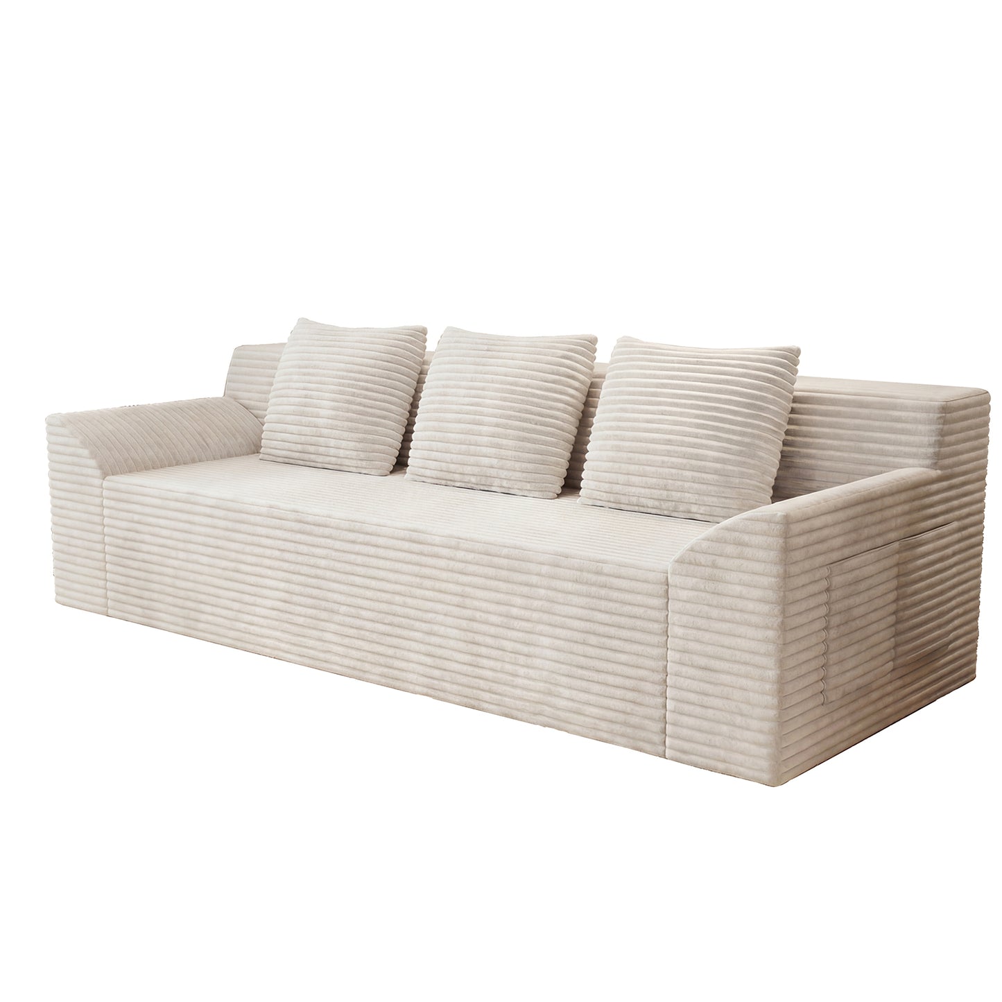 3 Setaser Sofa,Corduroy Fabric,Deep Seat Couches,Comfy Loveseat Sofa,No Assembly,1pcs for Living room, Bedroom