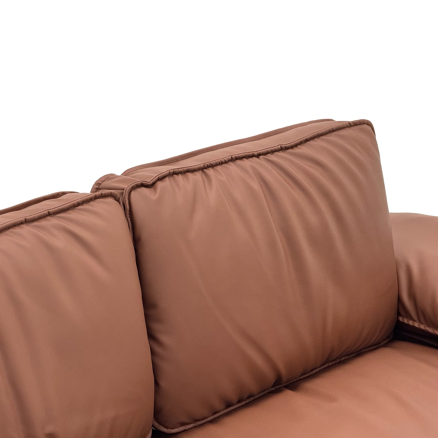 Brown Faux Leather Storage Sofa, 2-Seater Couch with Hidden Compartment for Small Spaces