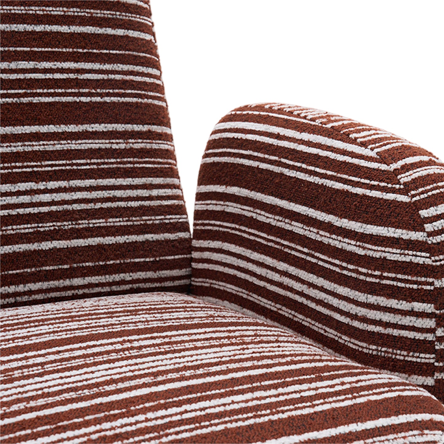 Swivel Leisure Chair | Fabric Striped Armrest Swivel Chair with Sand-Rimmed Fabric Metal Bracket – Boucle