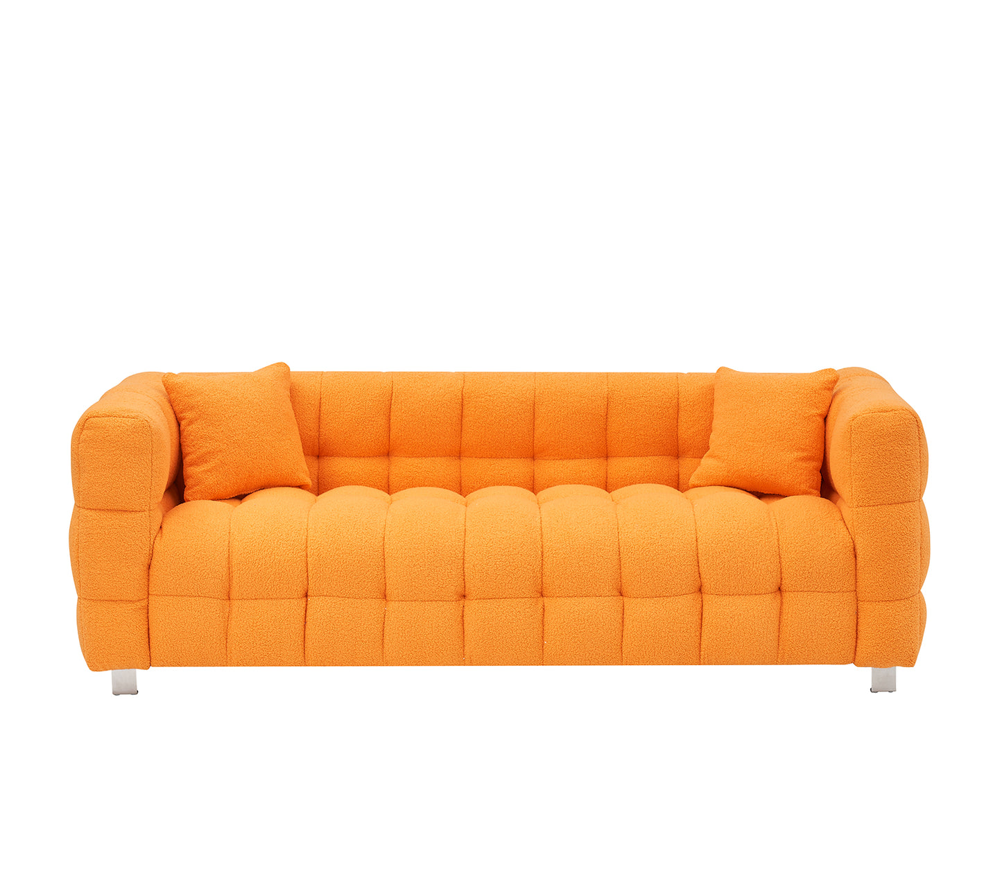 Teddy Fleece Sofa for Living Room or Bedroom, Including Two Throw Pillows & Sturdy Hardware Foot Support