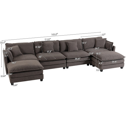 Modern Modular Chenille Sectional Sofa – 2-Seat / 3-Seat+Ottoman / 4-Seat+2Ottoman