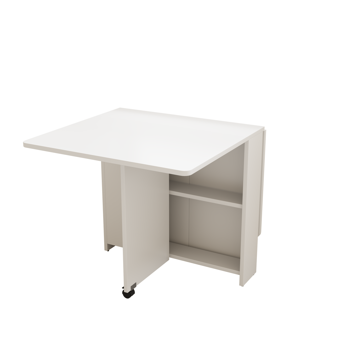 Fully unfolded white foldable long table