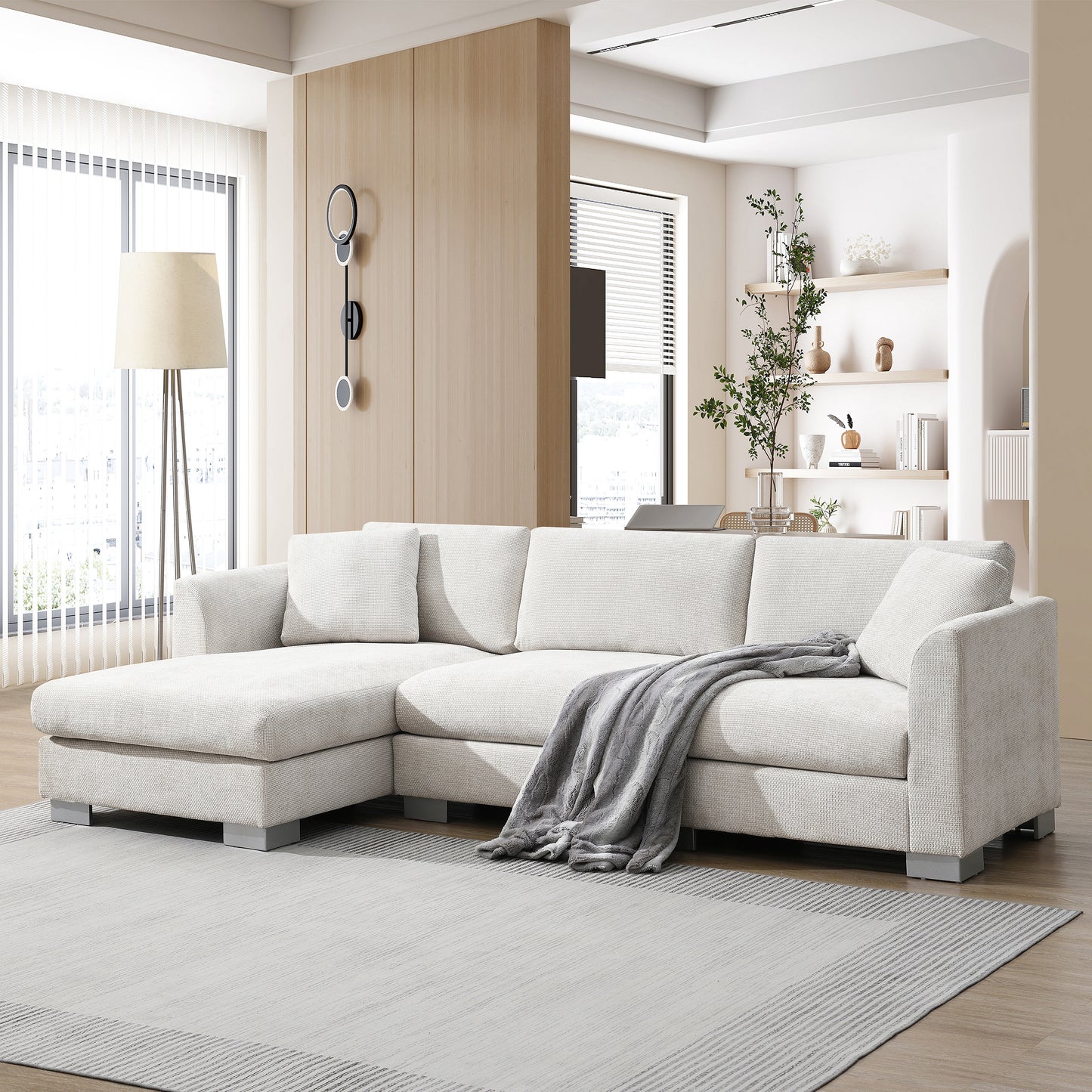 Modern 96*56" Cloud Sectional Sofa - 3 Colors for Home & Office