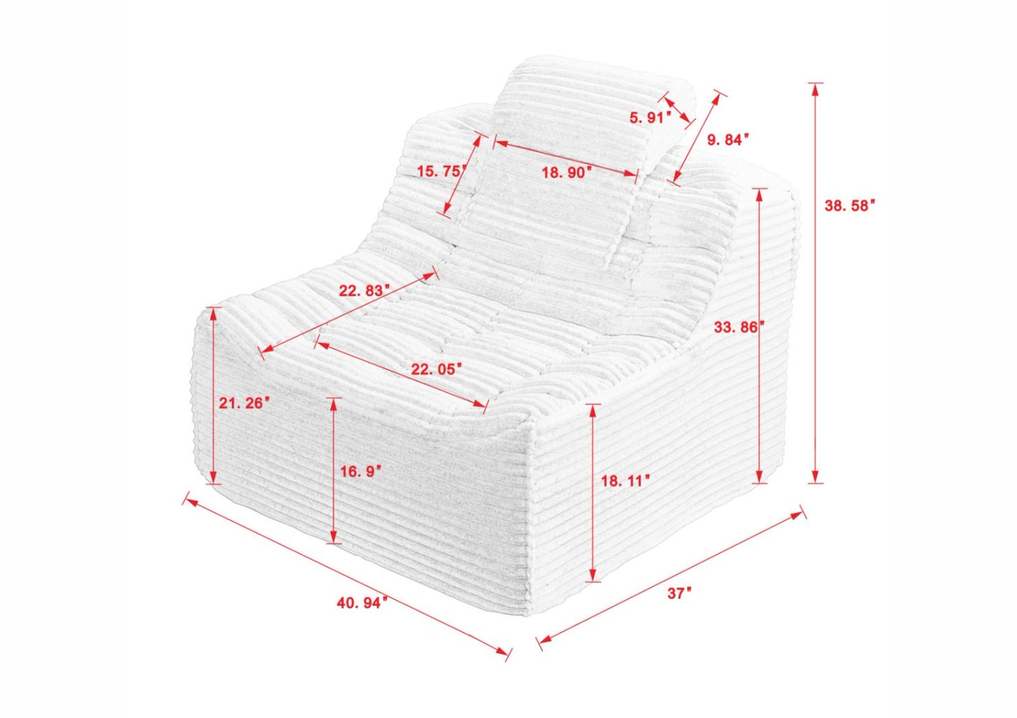 Swivel Glider Chair with switchable head pillow and waist pillow 360-degree rotatable single-person sofa chair