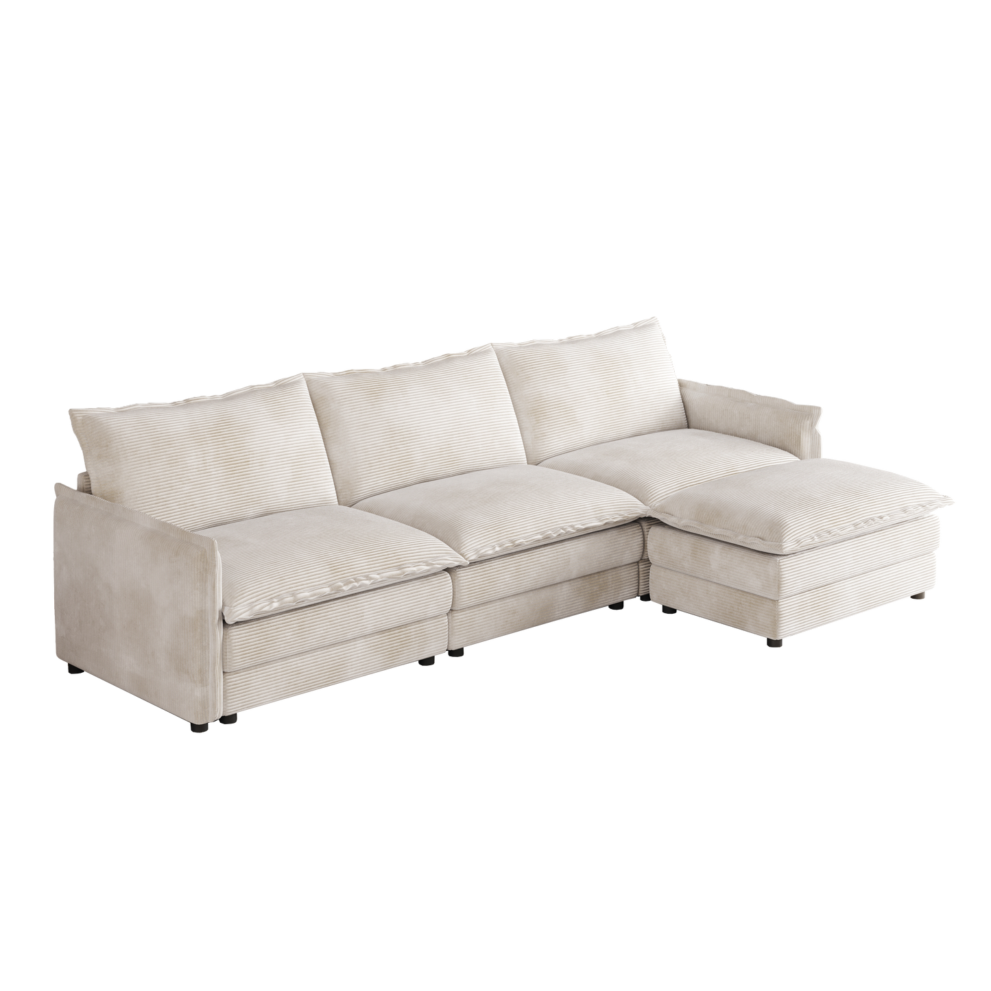 Corduroy fabric comfortable cloud sofa for living room 2 Seat - 4 Seat with ottoman