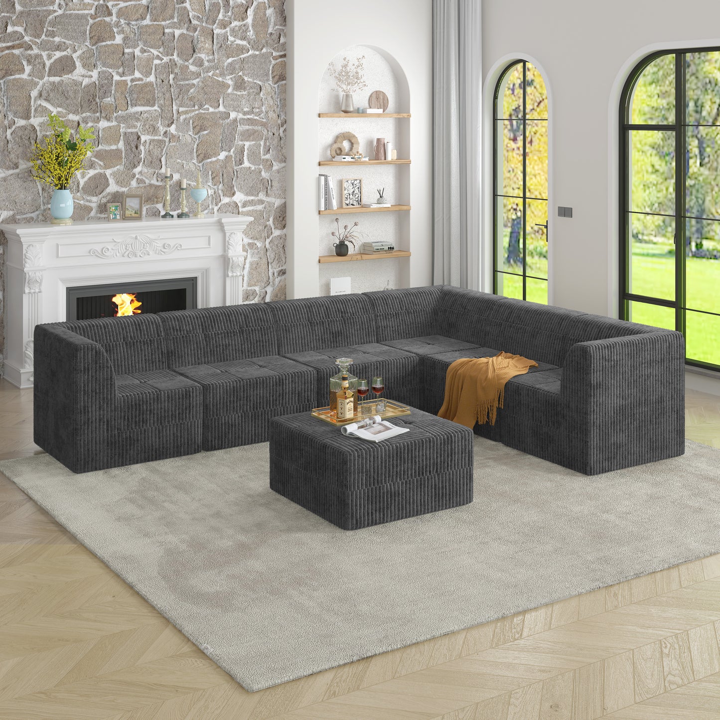 L Shape And U Shape DIY Compressed Modular Sectional Sofa